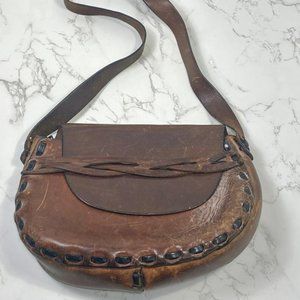 Vintage 60s Leather Hippie Chic Boho Hippy Bag